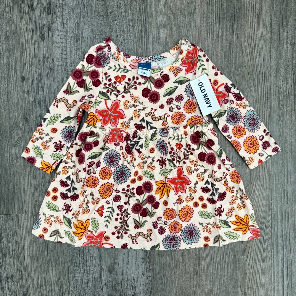 Old Navy Multicolor Floral Kids Fall Dress